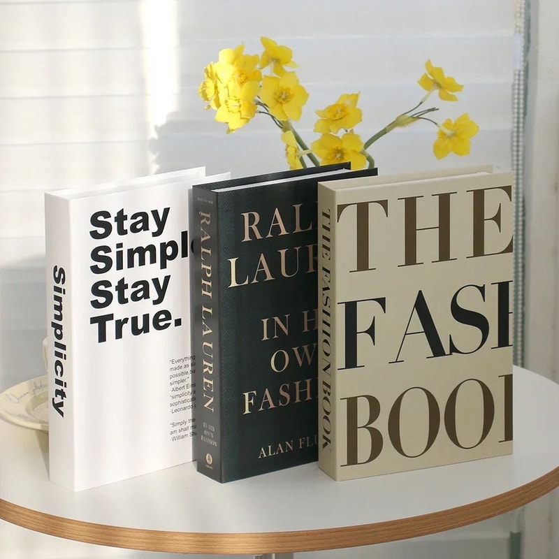 Luxury Decorative Fake Book Set3pcs Elegant Coffee Table Display Books For Modern Home Decor 13