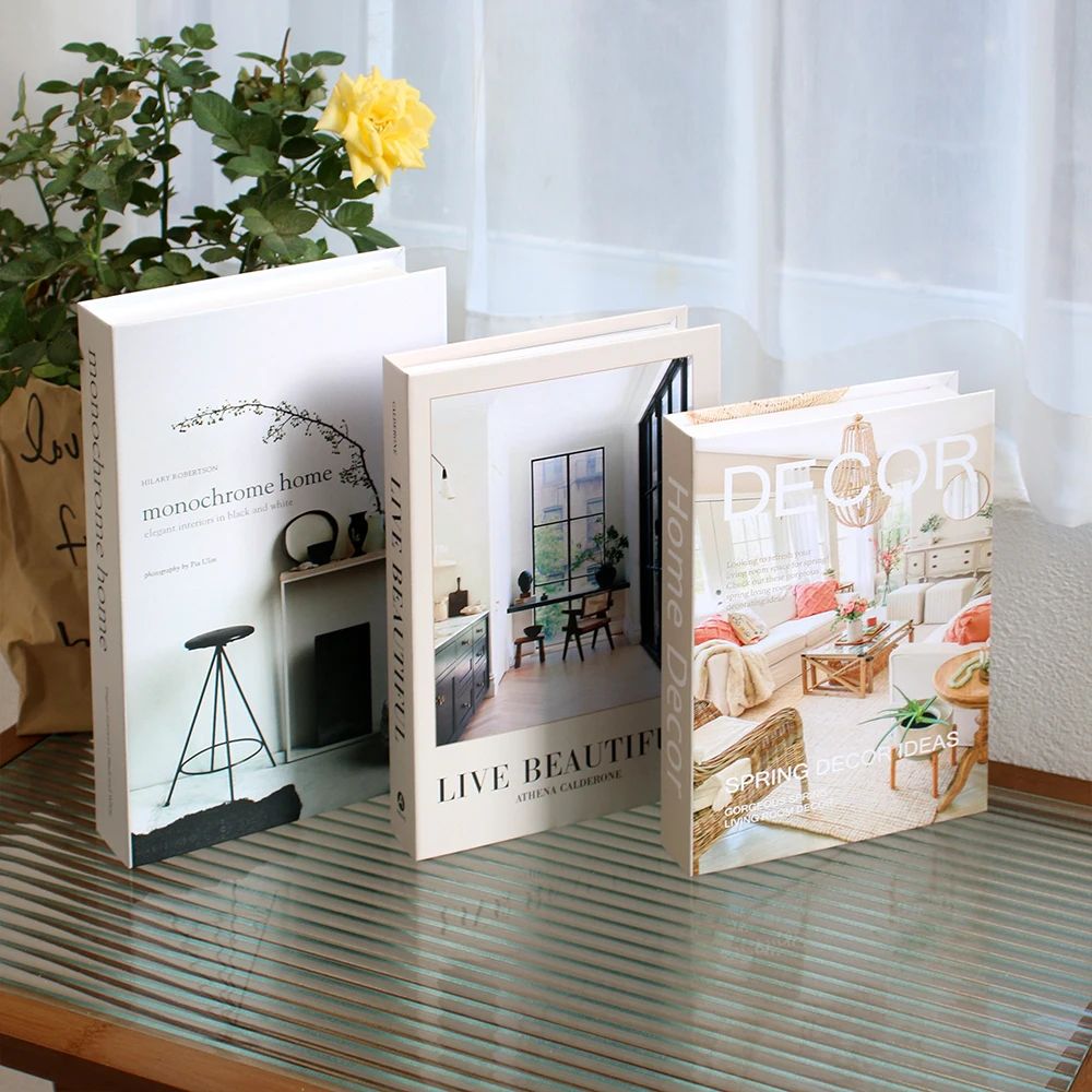 Luxury Decorative Fake Book Set3pcs Elegant Coffee Table Display Books For Modern Home Decor 29