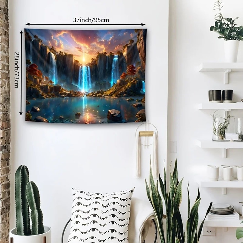 Ultra Large Waterfall Canyon Tapestry Wall Hanging Scenic Landscape Polyester Decor For Living Roo 1