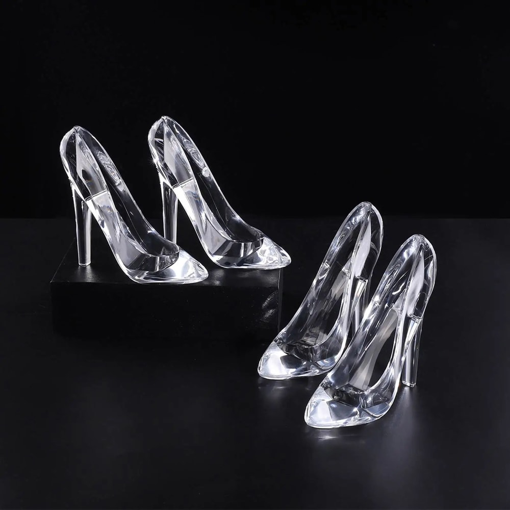 Crystal Glass Slipper Ornament Transparent Acrylic Cinderella HighHeel Figurine For Wedding Roman 3
