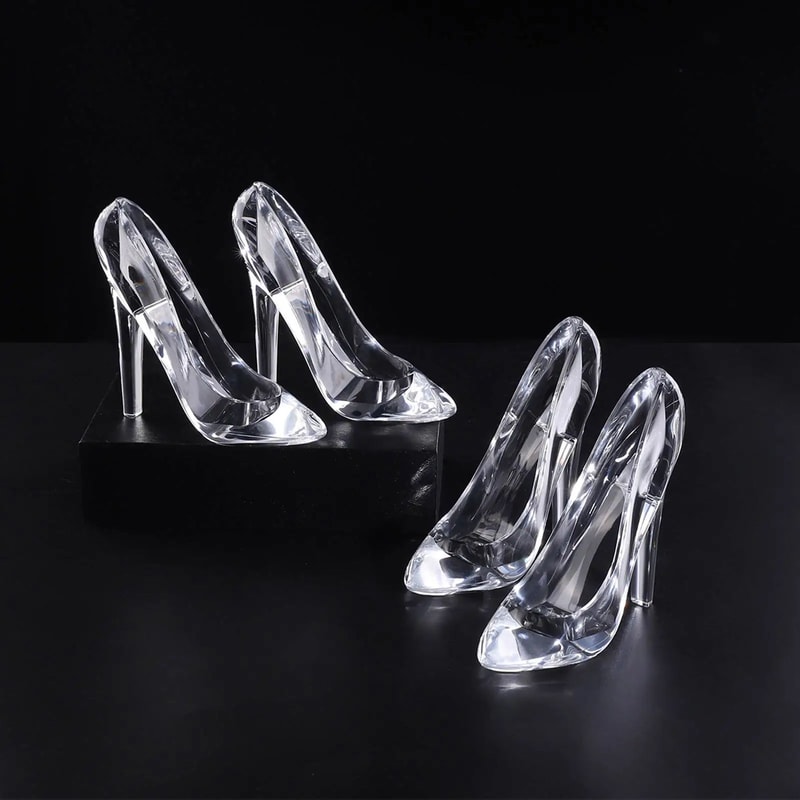 Crystal Glass Slipper Ornament Transparent Acrylic Cinderella HighHeel Figurine For Wedding Roman 3