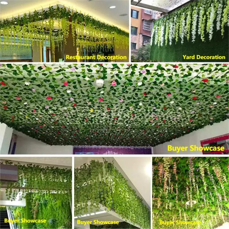 8268 In Artificial Ivy Leaf Garland Lush Green Hanging Vine For Home Garden Wedding Decor 3