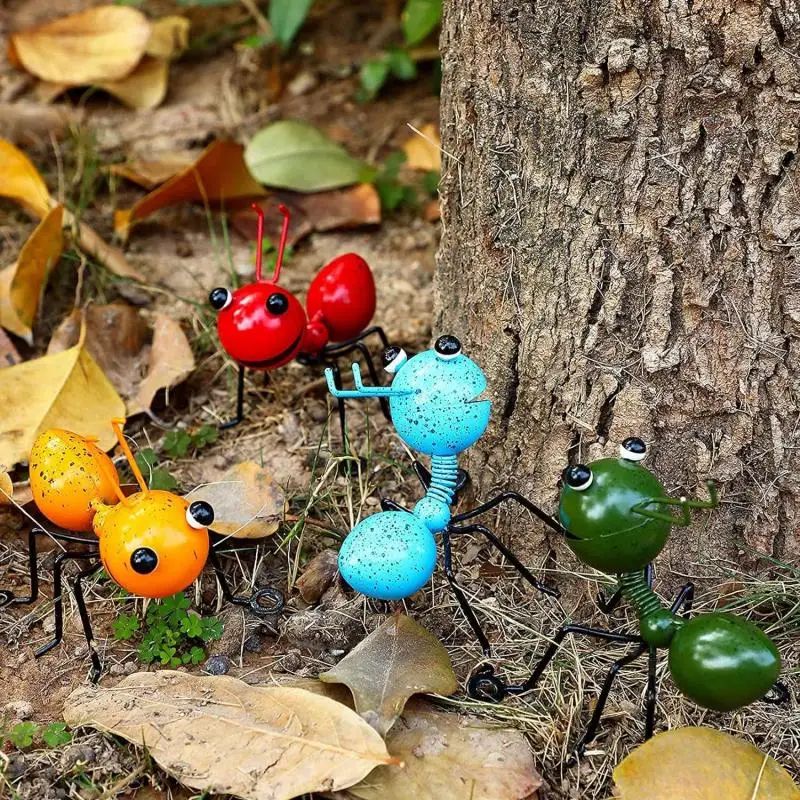 Colorful Metal Ant Wall Art Set HandPainted Outdoor Garden Insect Sculptures For Fence Home Decor 1