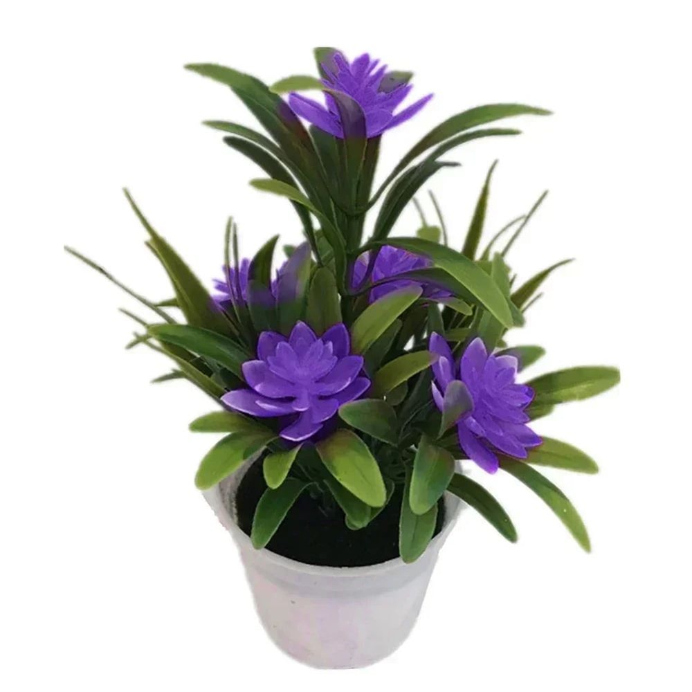 Artificial Lotus Flower Bonsai Pot Colorful Mini Fake Plant For Home Office Table Decor 7