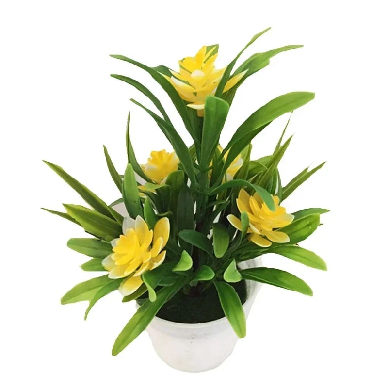 Artificial Lotus Flower Bonsai Pot Colorful Mini Fake Plant For Home Office Table Decor 9