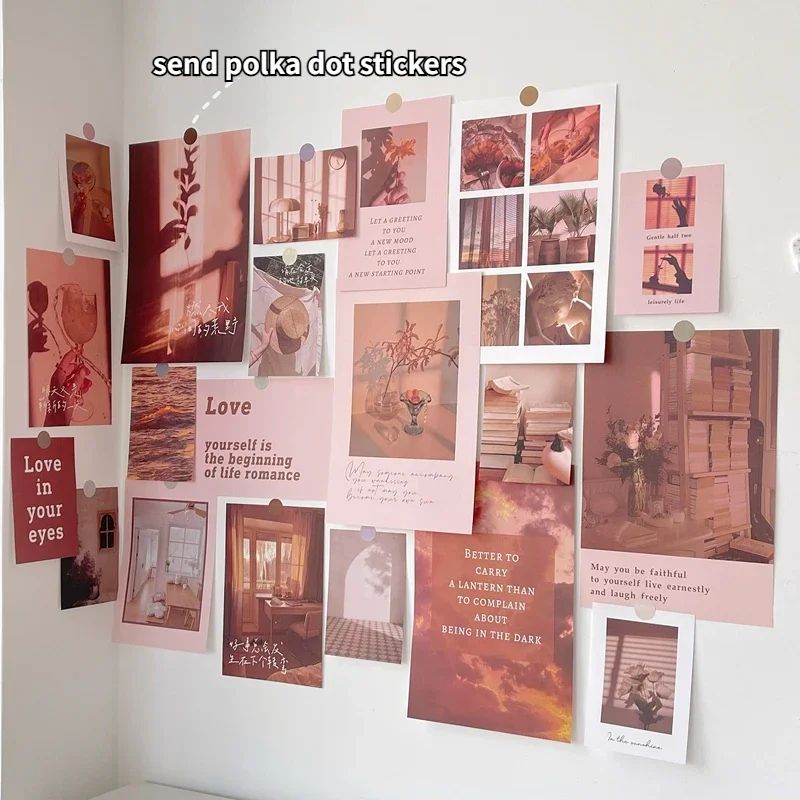 Nordic Retro Photo Card Wall Stickers Set Japanese Mori Style DIY Art Postcards For Bedroom Decor 5