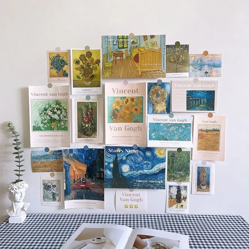 Nordic Retro Photo Card Wall Stickers Set Japanese Mori Style DIY Art Postcards For Bedroom Decor 14