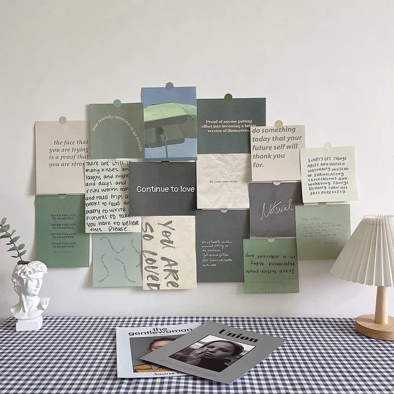 Nordic Retro Photo Card Wall Stickers Set Japanese Mori Style DIY Art Postcards For Bedroom Decor 19