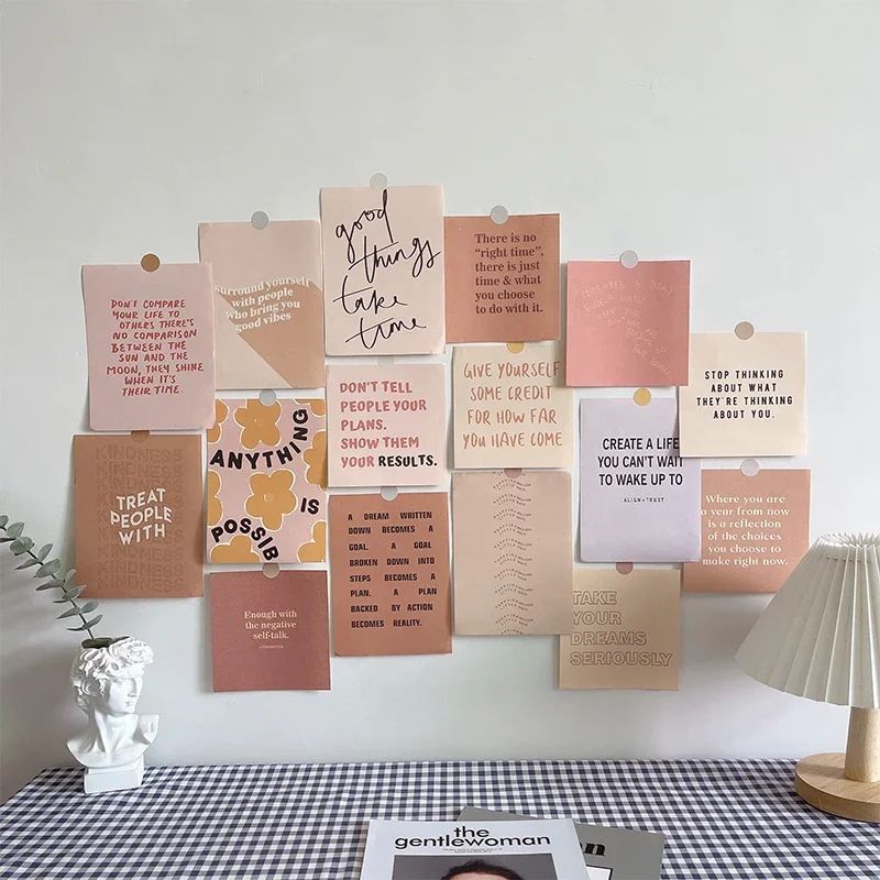 Nordic Retro Photo Card Wall Stickers Set Japanese Mori Style DIY Art Postcards For Bedroom Decor 20