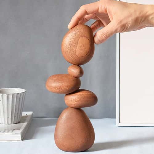 Nordic Solid Wood Stone Puzzle Wall Art – Modern Decompression Decorative Wooden Ornaments
