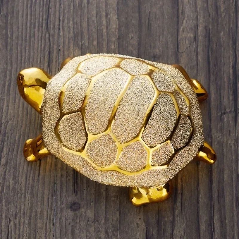 Gold Longevity Money Turtle Figurine Ceramic Desk Ornament For Wealth Home Decor 4