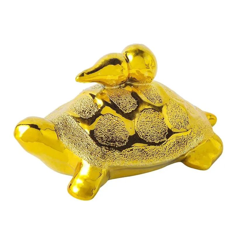 Gold Longevity Money Turtle Figurine Ceramic Desk Ornament For Wealth Home Decor 7