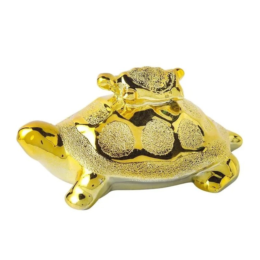 Gold Longevity Money Turtle Figurine Ceramic Desk Ornament For Wealth Home Decor 9