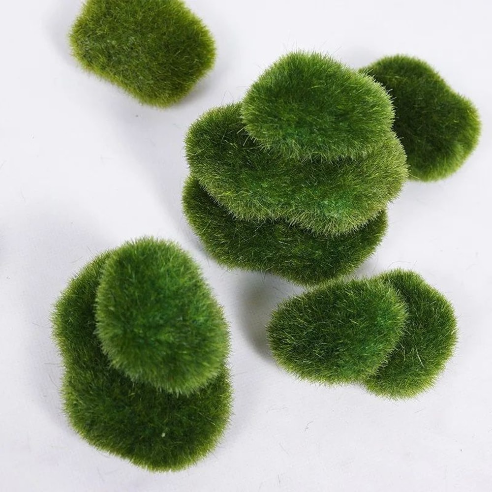 Artificial Moss Stone Balls Realistic Green Foam Flocking Rocks For Bonsai Garden Decor 4