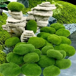 artificial moss stone balls – realistic green foam flocking rocks for bonsai & garden decor