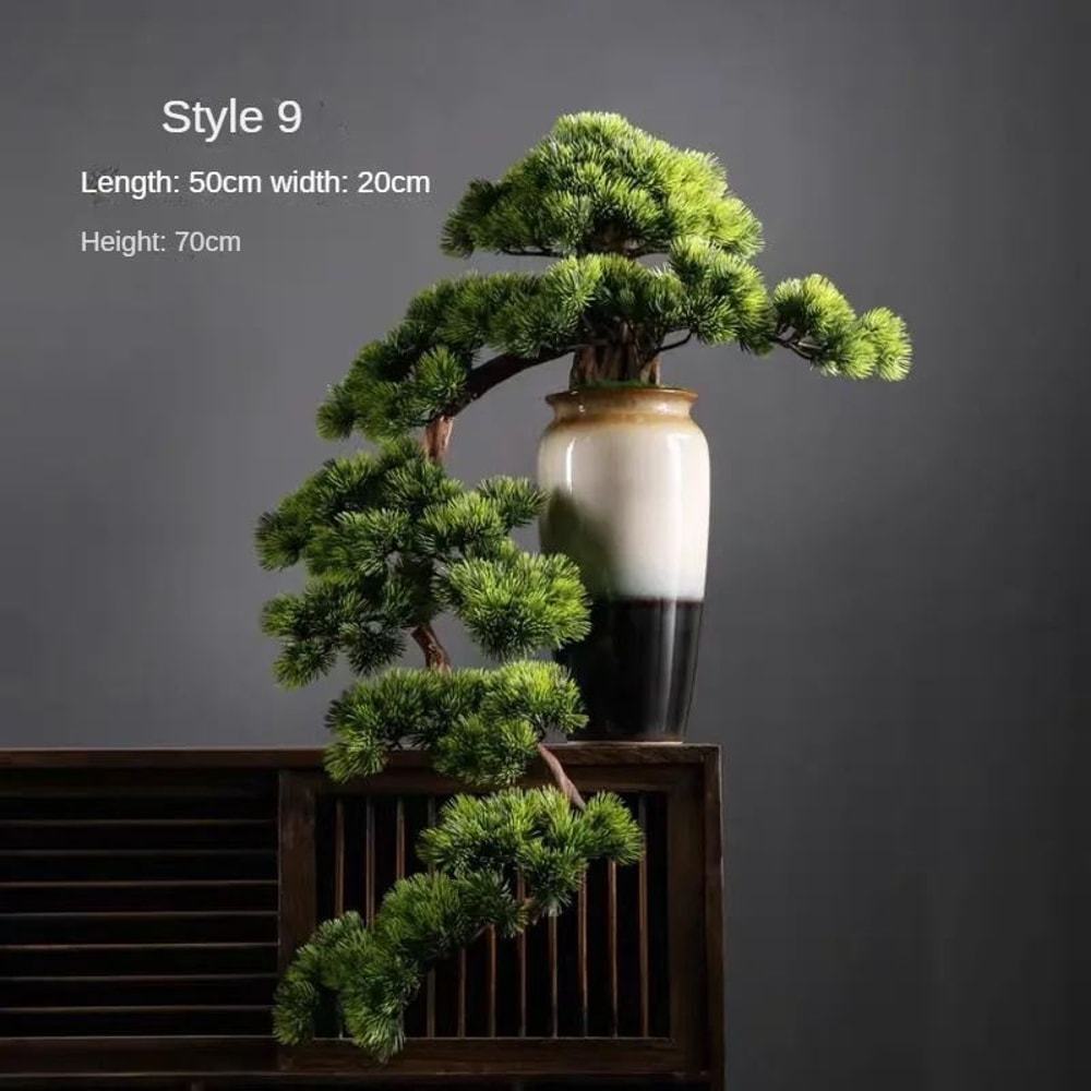 Artificial Welcome Pine Bonsai Tree Four Seasons Desktop Landscape Plant For Home Office Decor 14