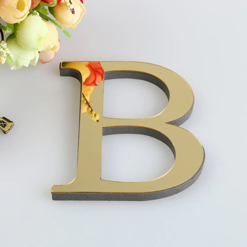 Gold 3D Mirror Letter Wall Stickers Acrylic Alphabet DIY Decor For Home Party Decoration 2