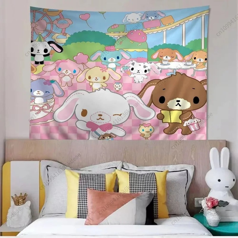 Sugarbunnies Cartoon Tapestry Wall Hanging Cute Aesthetic Fabric Poster For Bedroom Home Decor 1