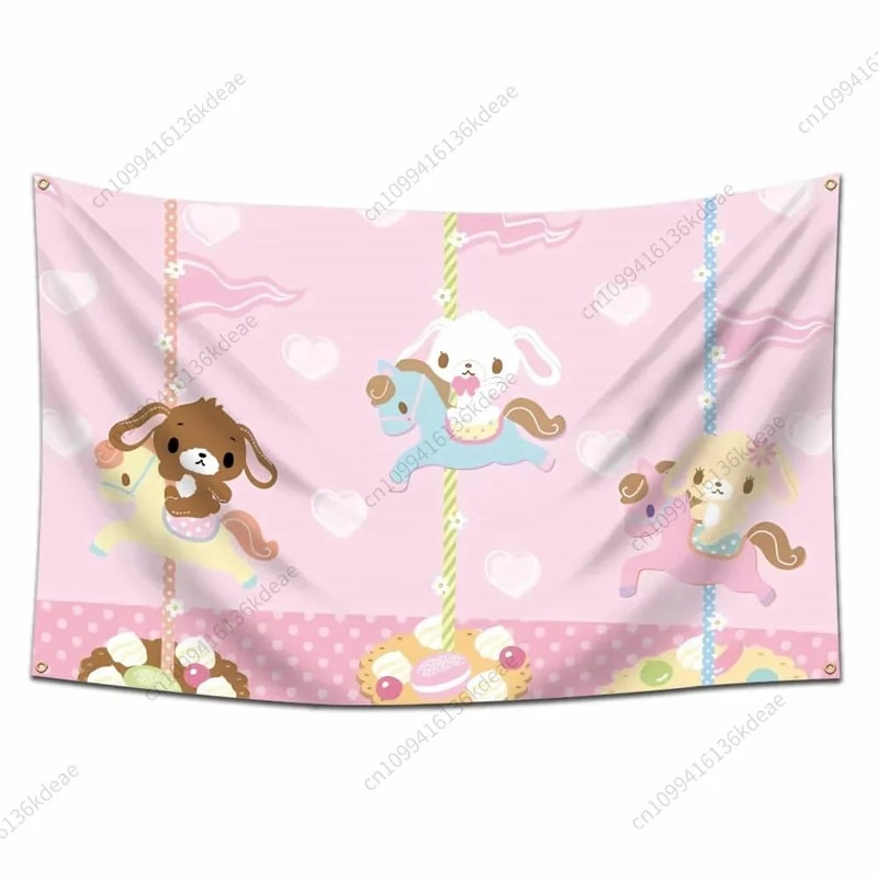 Sugarbunnies Cartoon Tapestry Wall Hanging Cute Aesthetic Fabric Poster For Bedroom Home Decor 4