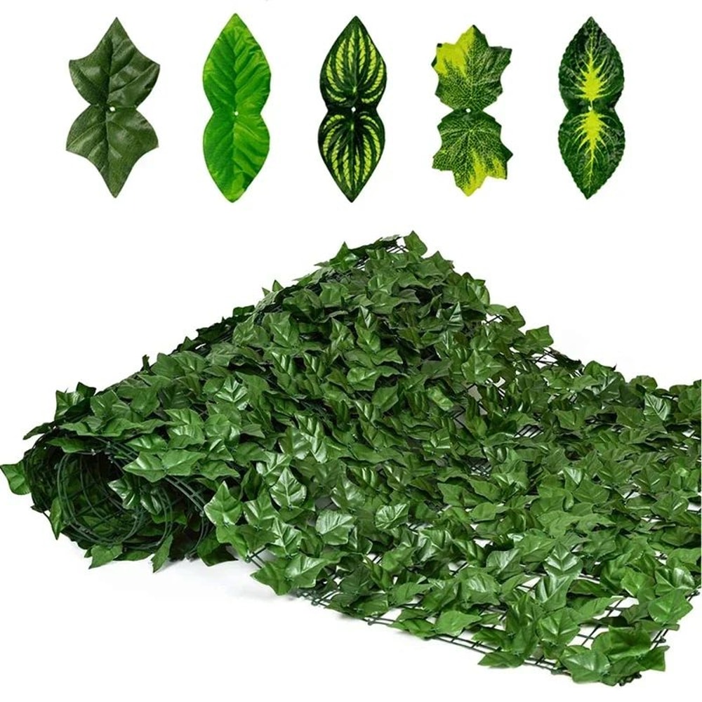 Artificial Ivy Leaf Privacy Fence Panel Realistic Green Hedge Screen For Outdoor Wall Balcony Dec 0