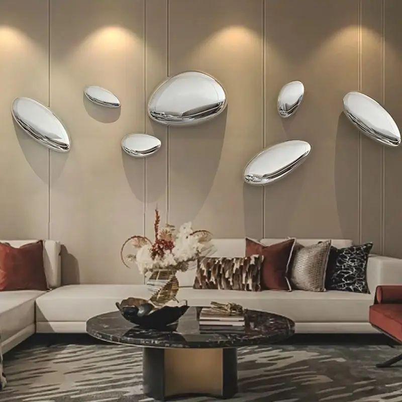 Modern Luxury Water Drop Wall Pendant Imitation Stainless Steel Goose Egg Stone Decor For Elegant 1