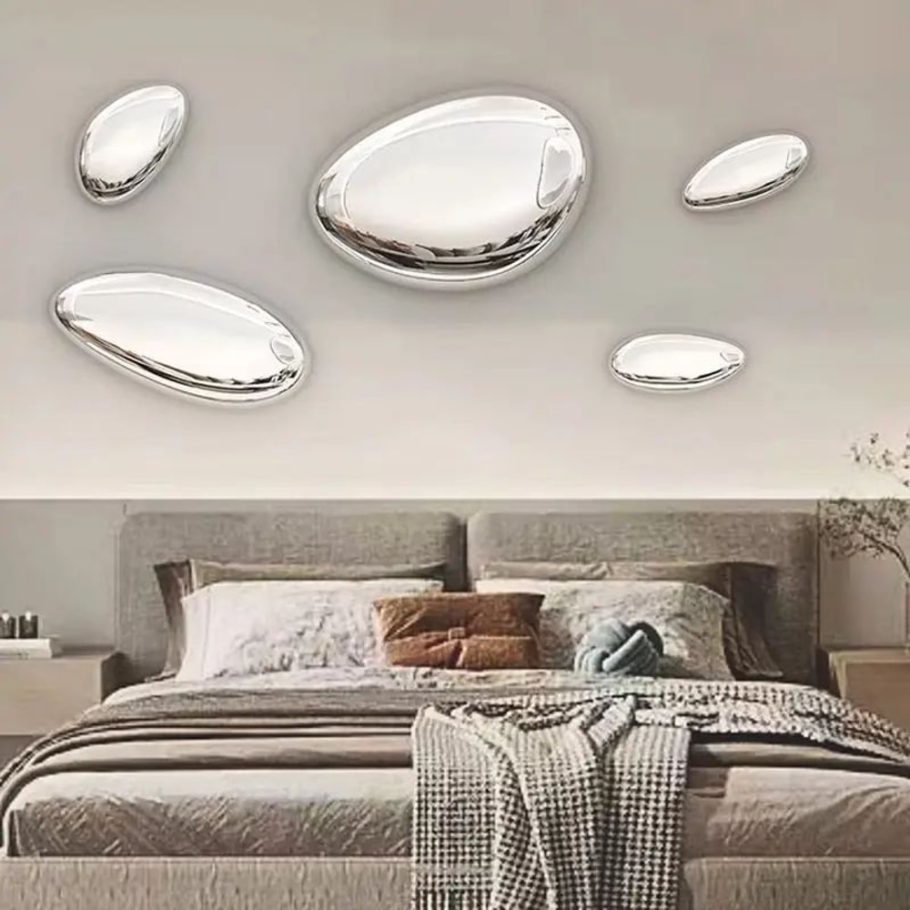 Modern Luxury Water Drop Wall Pendant Imitation Stainless Steel Goose Egg Stone Decor For Elegant 5