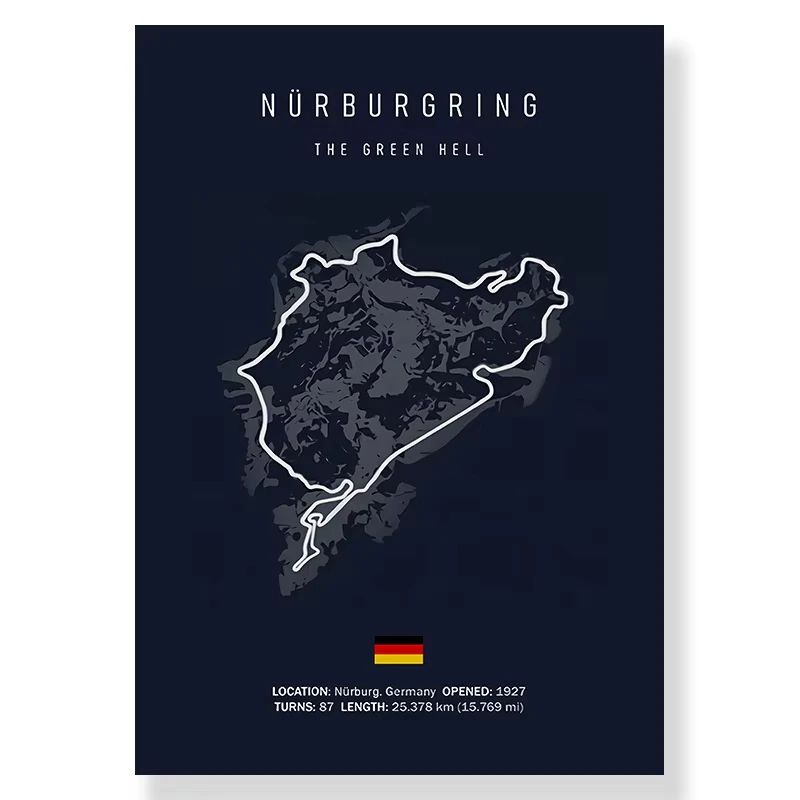 F1 Race Track Canvas Wall Art Minimalist Black Circuit Map Poster For Home Office Decor 14