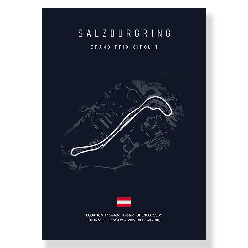 F1 Race Track Canvas Wall Art Minimalist Black Circuit Map Poster For Home Office Decor 18