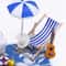 Miniature Beach Deckchair Umbrella Set Dollhouse Fairy Garden Summer Scene DIY Decor 2