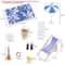 Miniature Beach Deckchair Umbrella Set Dollhouse Fairy Garden Summer Scene DIY Decor 3