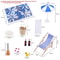 Miniature Beach Deckchair Umbrella Set Dollhouse Fairy Garden Summer Scene DIY Decor 3