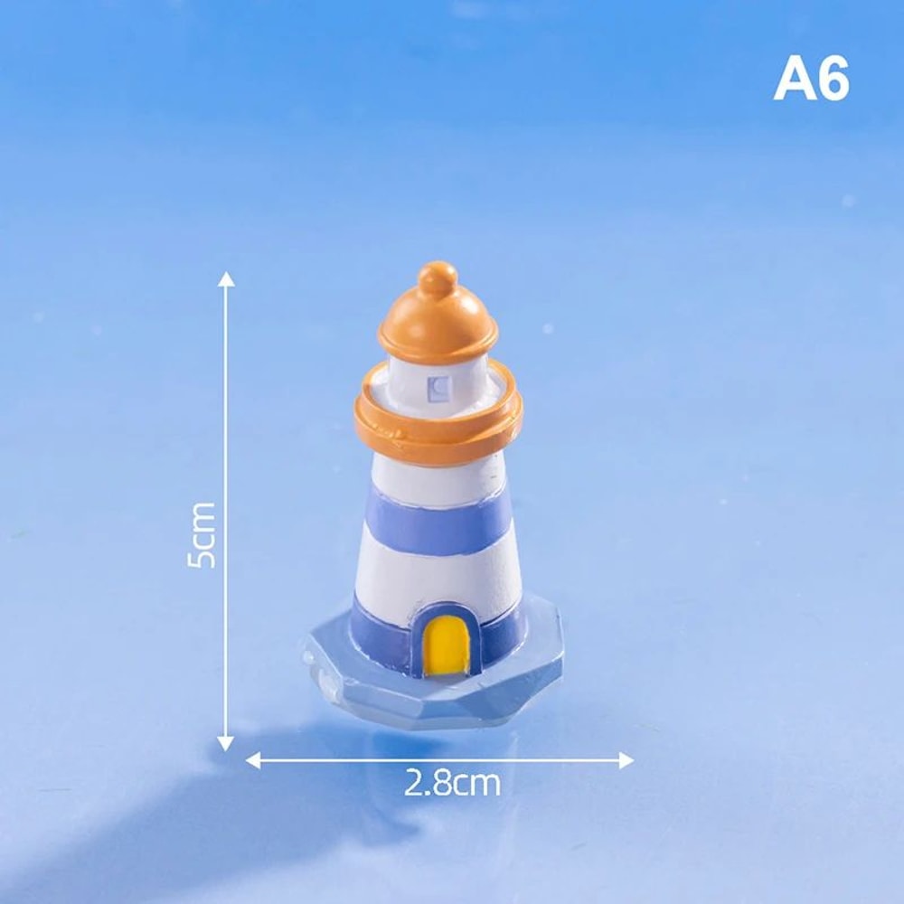 Mini Ocean Lighthouse Resin Figurine Cute Coastal Dollhouse Fairy Garden Decor 11