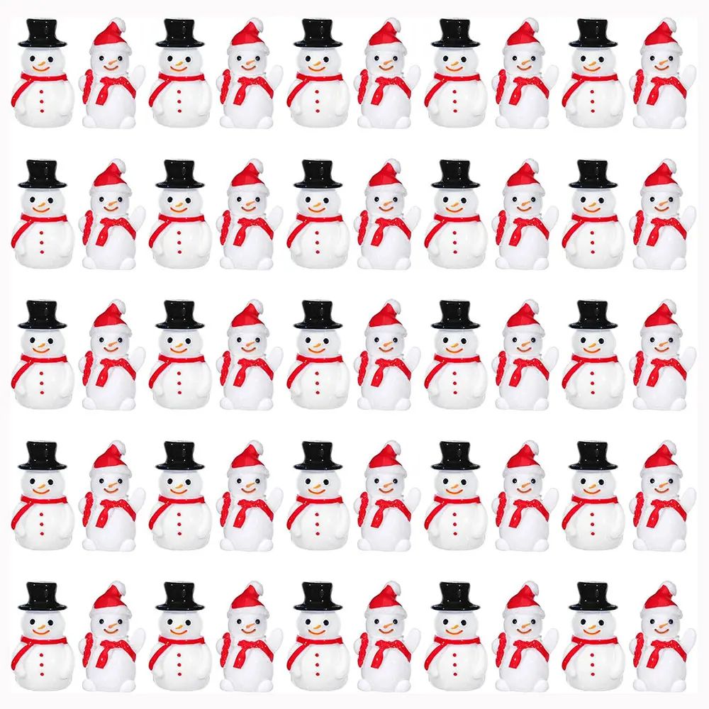 Mini Christmas Snowman Figurines Set Resin Winter Landscape Ornaments For DIY Garden Holiday Deco 3