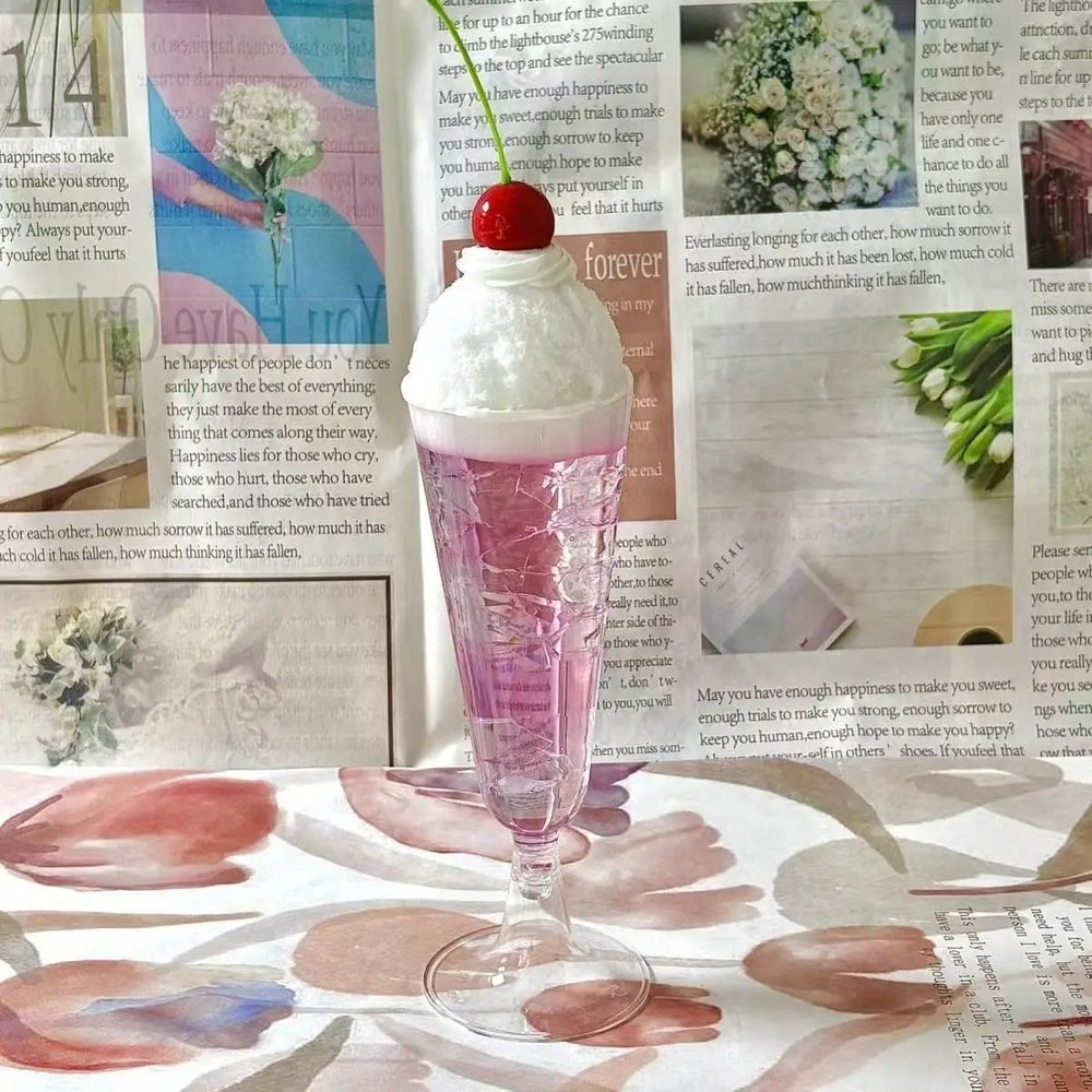 Retro Japanese Pudding Pink Soda Decor Set Kawaii Photo Props For Room Holiday Styling 6