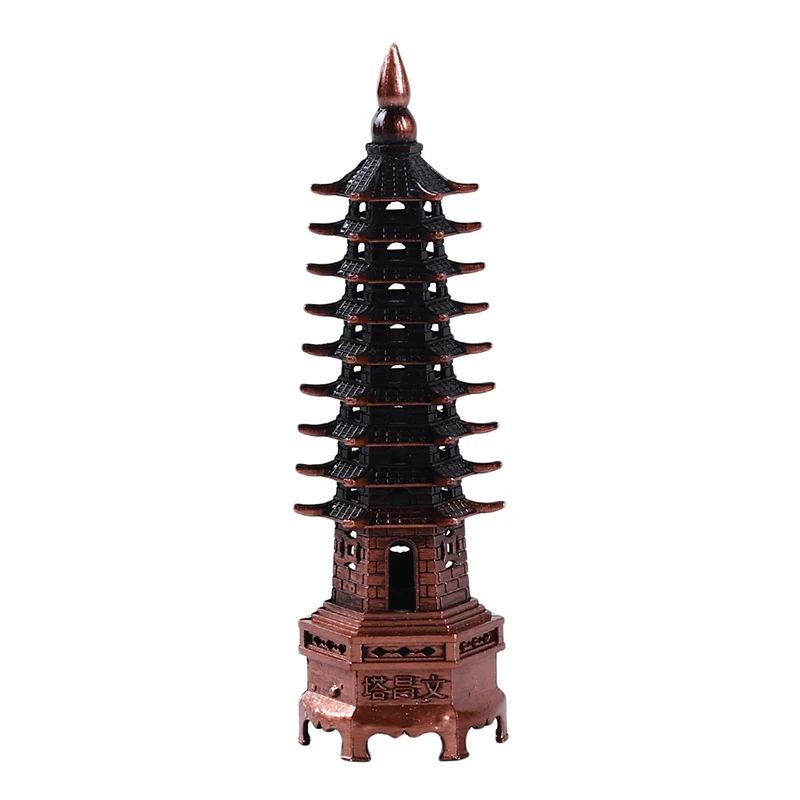 Feng Shui Wenchang Pagoda Tower Statue Zinc Alloy 3D Lucky Scholar Ornament For Home Office Decor 8