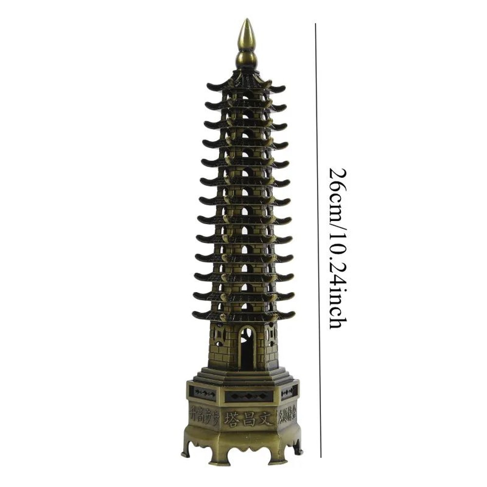 Feng Shui Wenchang Pagoda Tower Statue Zinc Alloy 3D Lucky Scholar Ornament For Home Office Decor 9