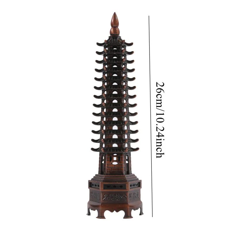 Feng Shui Wenchang Pagoda Tower Statue Zinc Alloy 3D Lucky Scholar Ornament For Home Office Decor 11