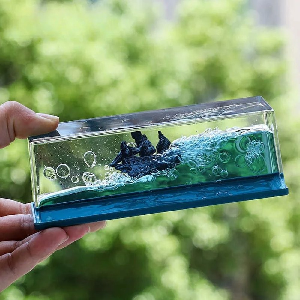Black Pearl Liquid Motion Ship Bottle Floating Acrylic Fluid Toy Decor For Desk Home 1