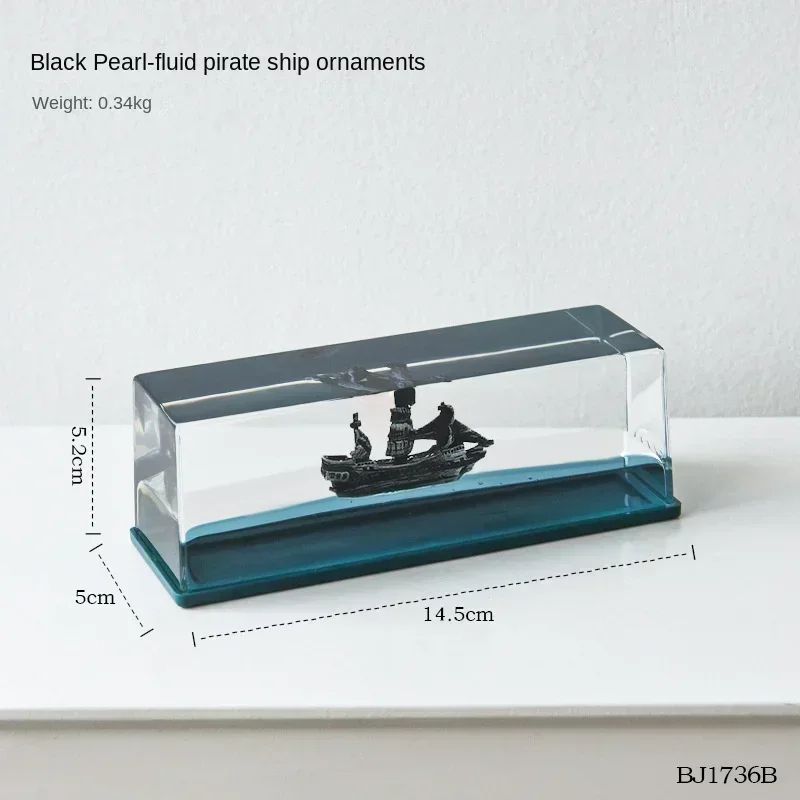 Black Pearl Liquid Motion Ship Bottle Floating Acrylic Fluid Toy Decor For Desk Home 6