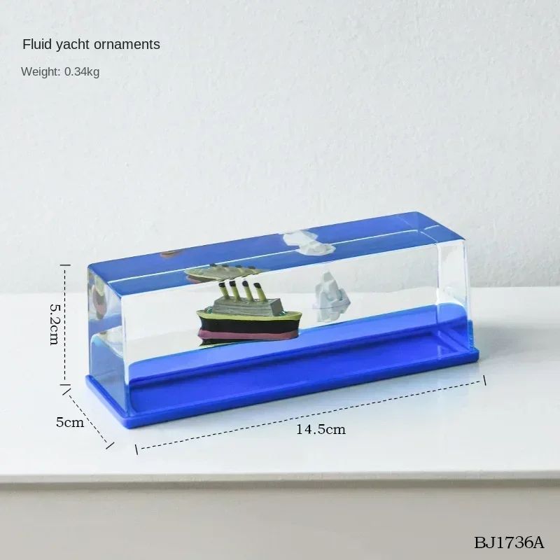Black Pearl Liquid Motion Ship Bottle Floating Acrylic Fluid Toy Decor For Desk Home 8