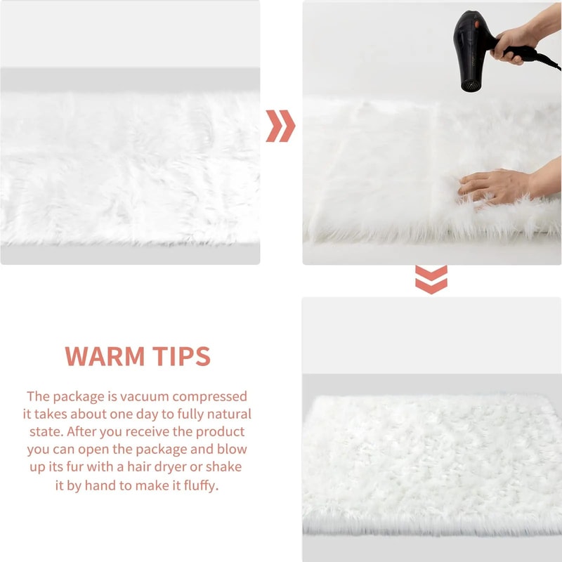 White Faux Sheepskin Fluffy Rug Ultra Soft Washable Plush Carpet For Bedroom Nursery Living Room 5