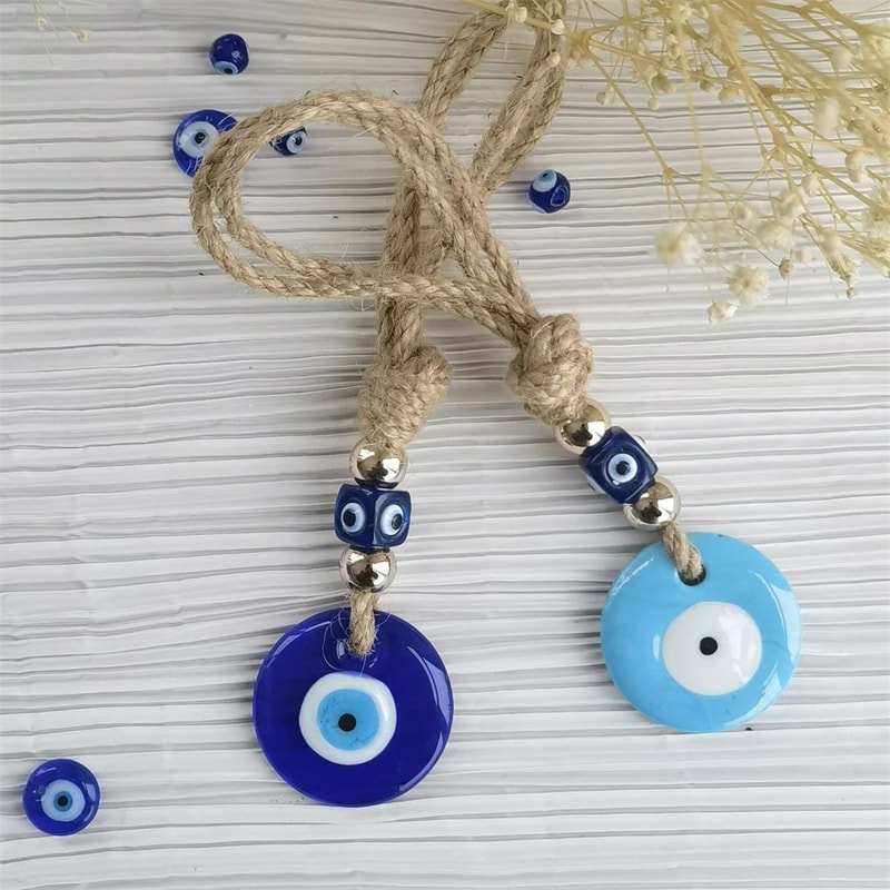 Handcrafted Evil Eye Glass Wall Hanging Blue Eye Protection Pendant For Home Decor 2