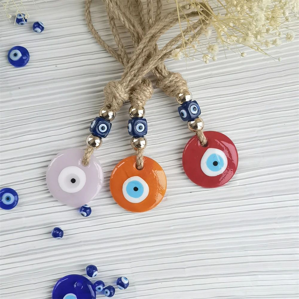 Handcrafted Evil Eye Glass Wall Hanging Blue Eye Protection Pendant For Home Decor 5