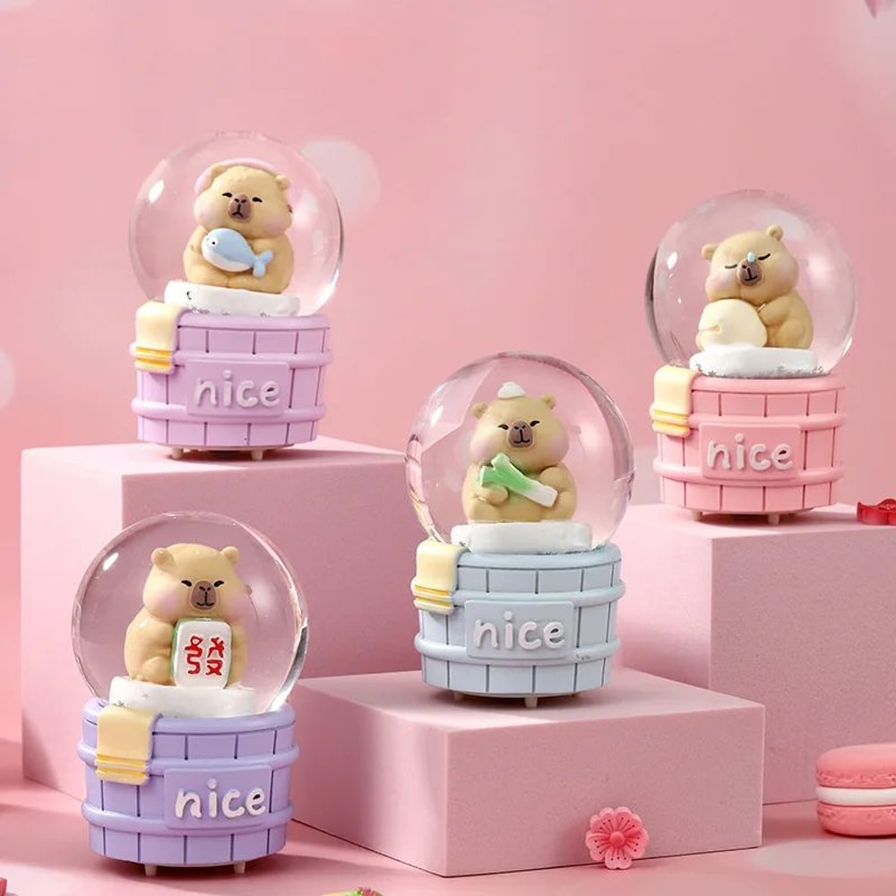 Luminous Capybara Crystal Ball Ornament Cute Animal LED Desk Decor For Home Gifts 1