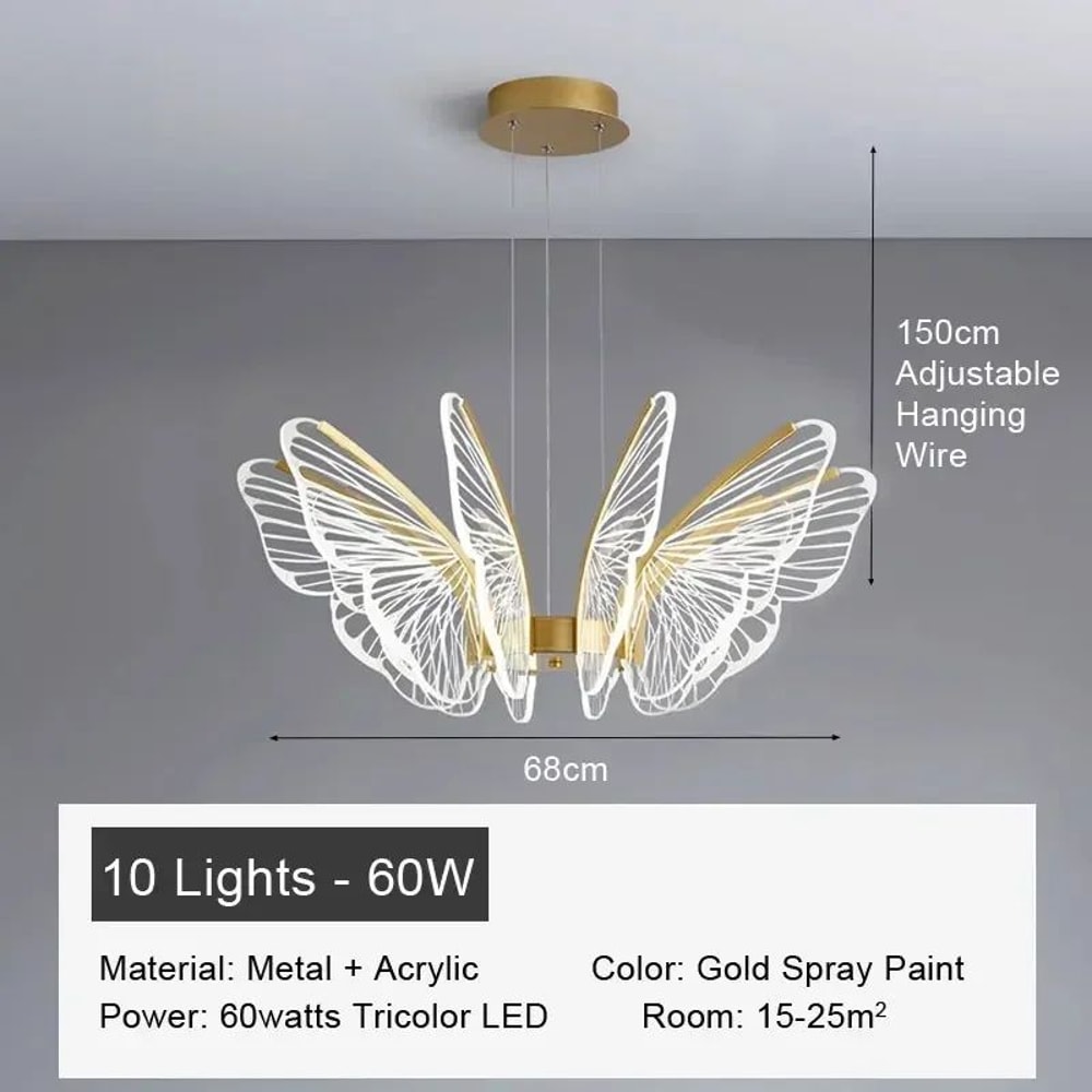 Modern Butterfly Acrylic LED Chandelier Minimalist Hanging Light For Living Room Bedroom Kitchen 9