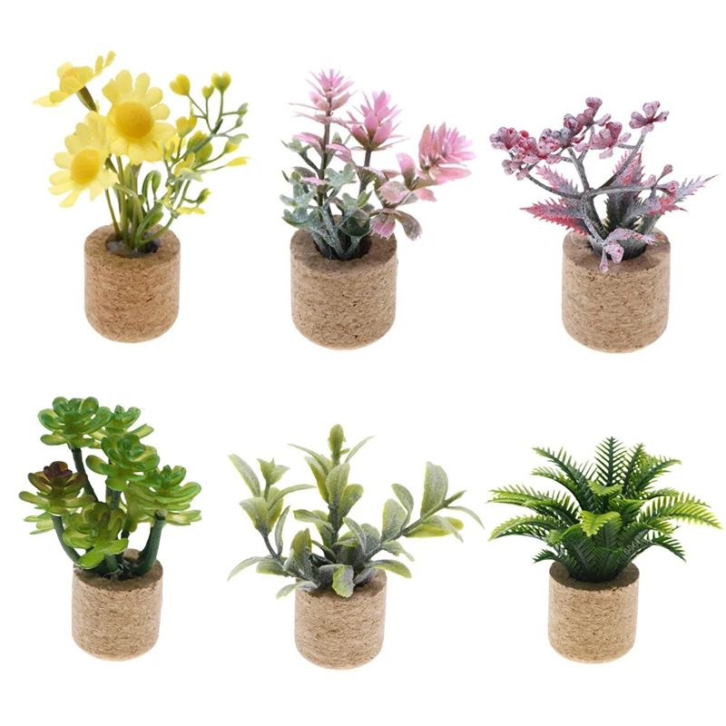 Miniature Dollhouse Potted Plants Realistic Greenery Decor For 112 Scale Mini Garden DIY Scenes 2