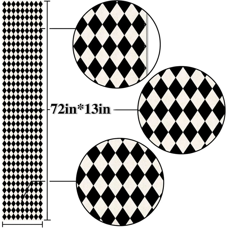 Black White Buffalo Plaid Linen Table Runner Diamond Lattice Farmhouse Table Decor For Kitchen P 4