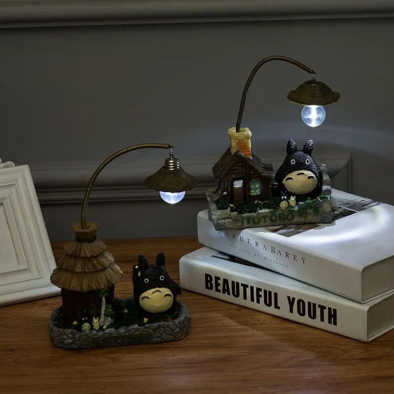 Cartoon Anime Wooden House Night Light Cute LED Desk Lamp For Room Office Gift Decor 0