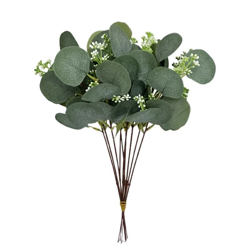 Lush Evergreen Artificial Eucalyptus Stem Set Realistic Greenery Decor For Weddings Modern Home S