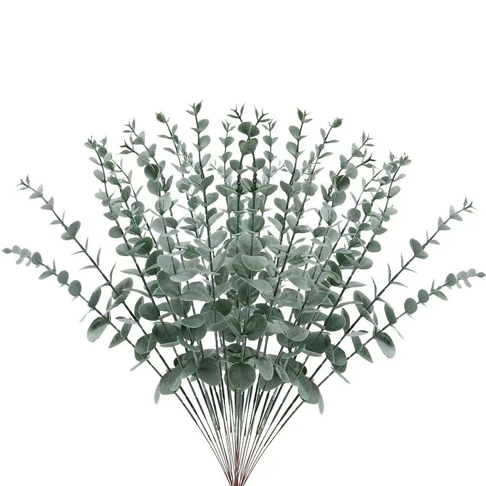Lush Evergreen Artificial Eucalyptus Stem Set Realistic Greenery Decor For Weddings Modern Home S